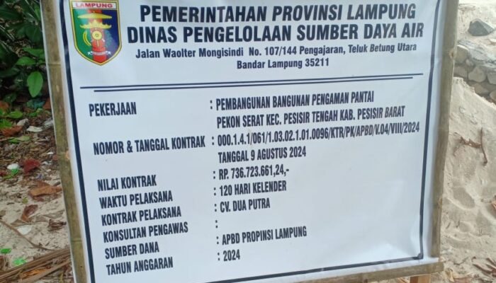Proyek Pengelola Sumber Daya Air (PSDA) Propinsi Lampung Di duga Hanya Tempat Penampungan Storan