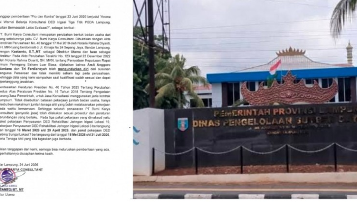PT BKC Klarifikasi Soal DED Irigasi PSDA Lampung, Pengamat Sebut Subtansi Pertanyaan Bukan Ranahnya Penyedia