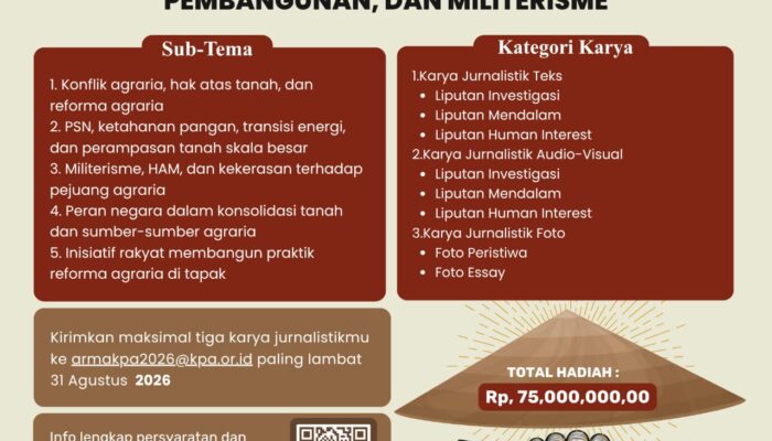 KPA Kembali Gelar ARMA 2026, Dorong Jurnalis Ungkap Konflik Agraria dan Perjuangan Reforma Agraria
