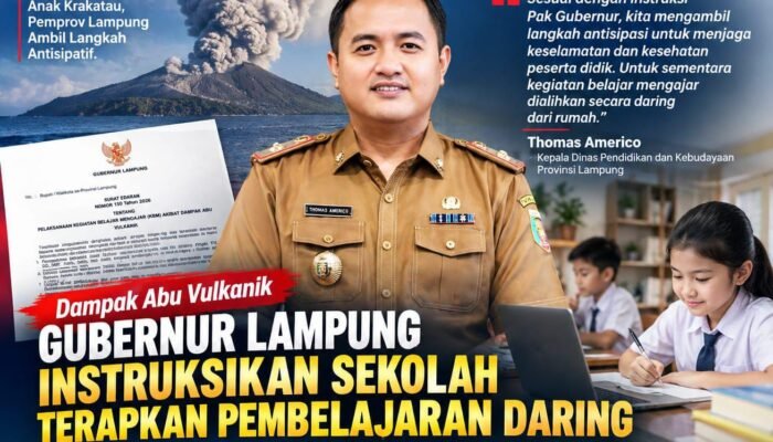 Gunung Anak Krakatau Erupsi, Pemprov Lampung Minta Sekolah Gelar KBM dari Rumah